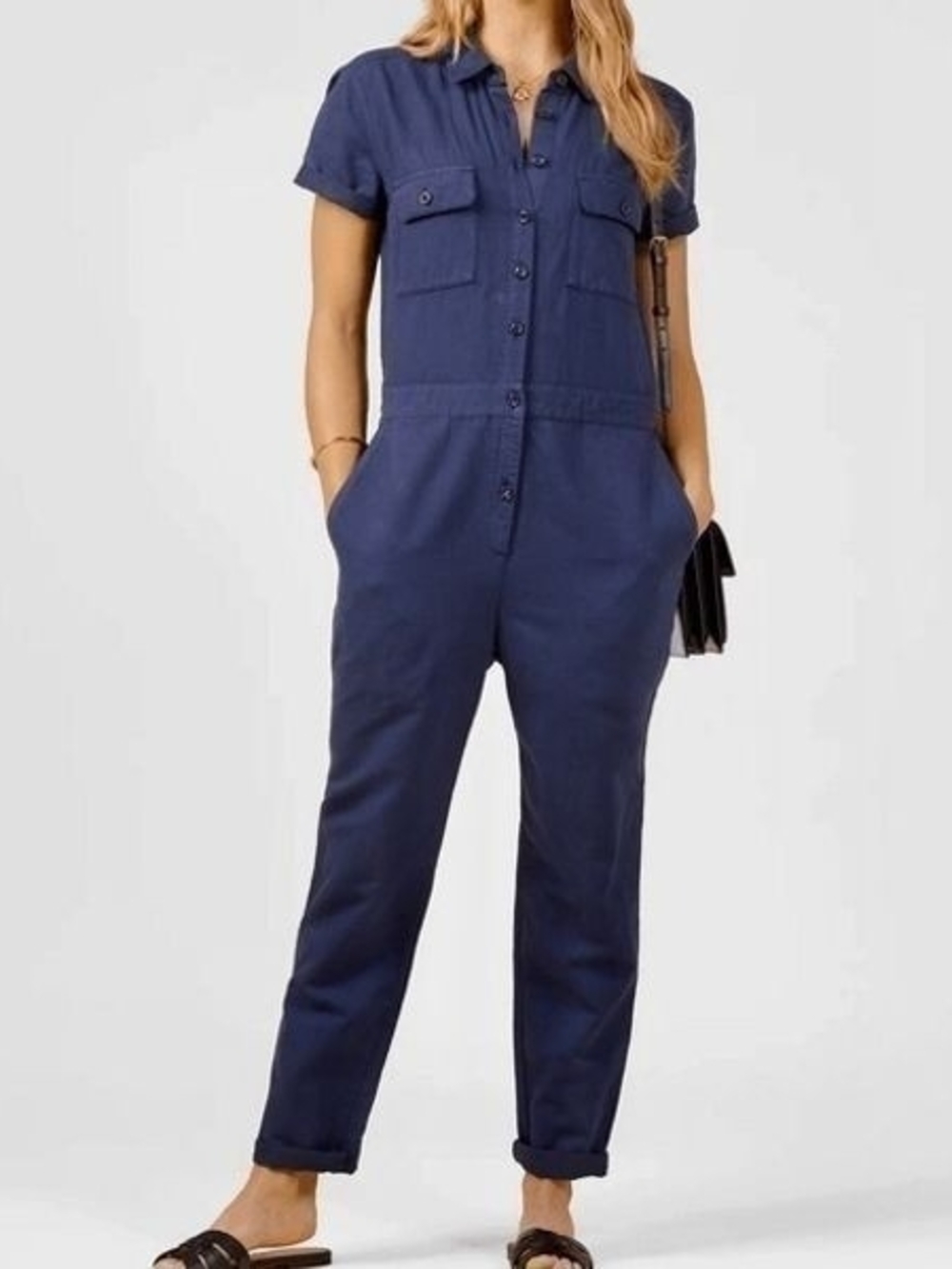 Outerknown Navy Short-Sleeve S.E.A Jumpsuit